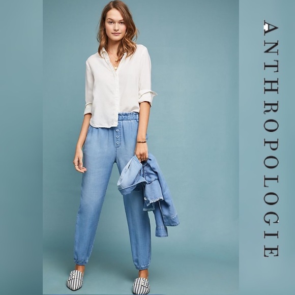 Anthropologie Pants - ❌SOLD❌Cloth & Stone Jetsetter Chambray Pants Blue